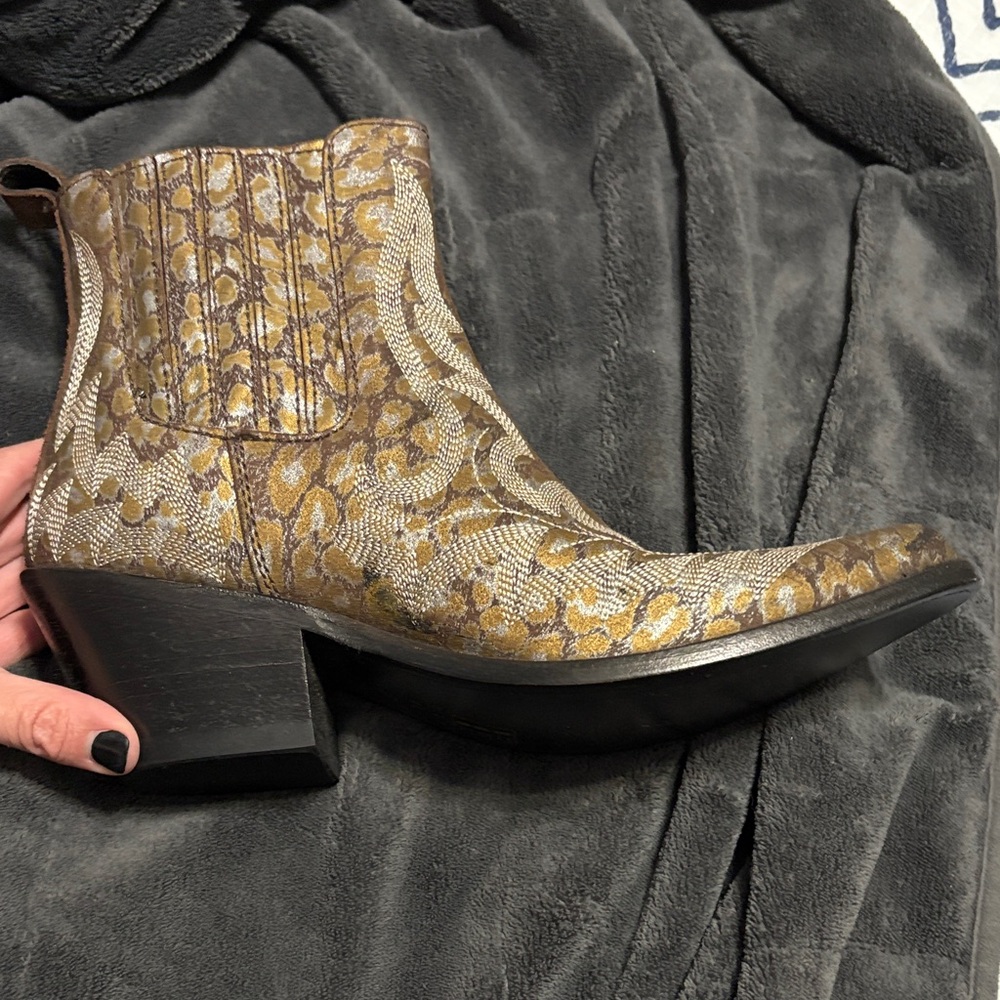 LIBERTY Black Gold and Brown Ankle Boots